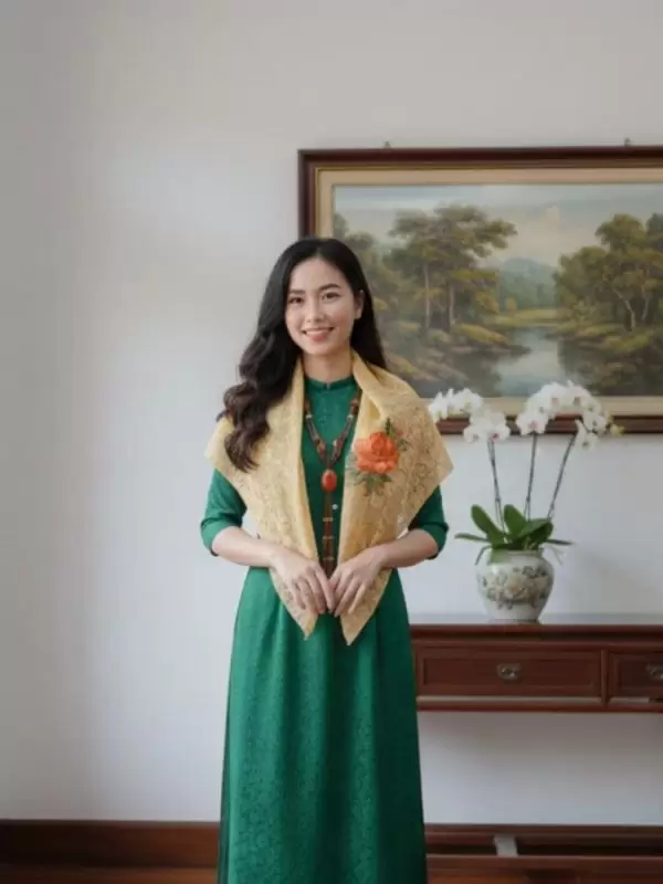 Khăn lụa vuông thêu tay đuôi công vàng đồng