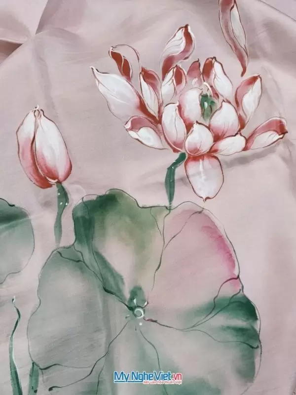 Khăn lụa vuông tơ tằm vẽ hoa