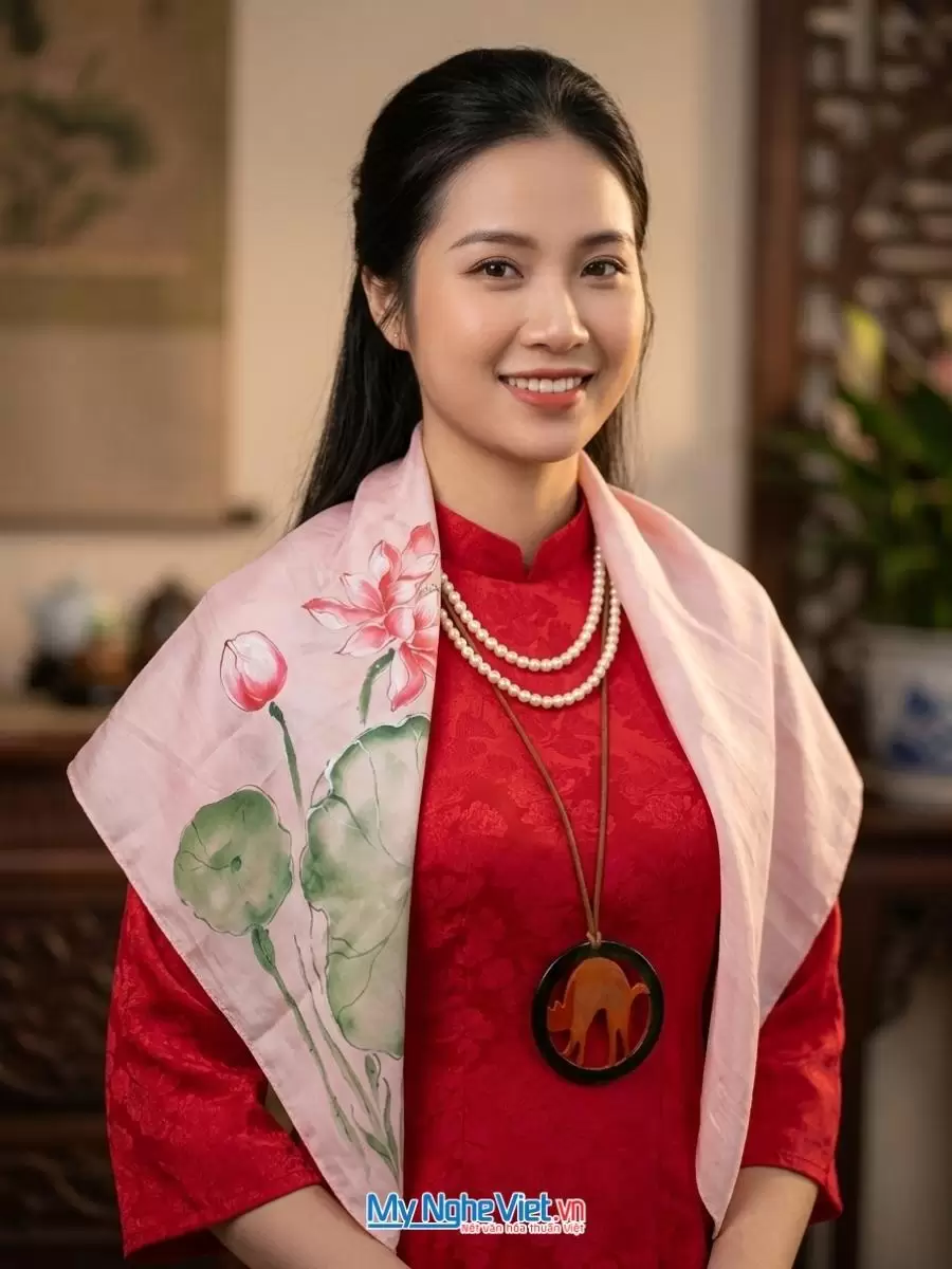 Khăn lụa vuông tơ tằm vẽ hoa