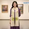 Khăn lụa đũi họa tiết hoa sen thêu tay màu kem 100% silk cao cấp