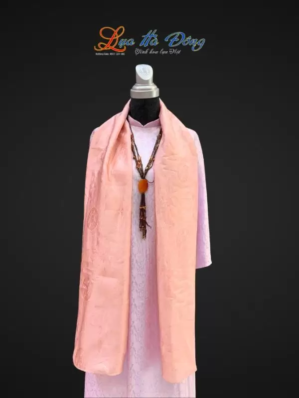 Khăn lụa tơ tằm dài họa tiết phượng thọ hồng