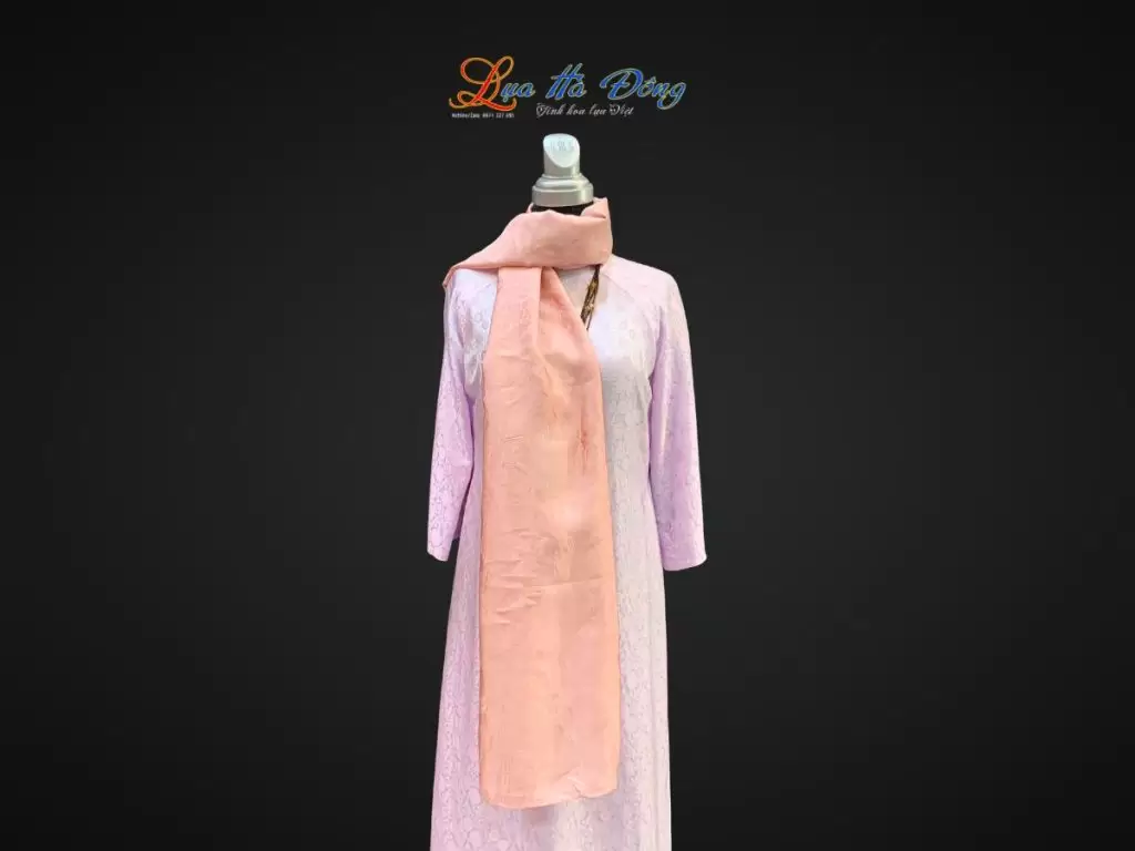 Khăn lụa tơ tằm dài họa tiết phượng thọ hồng