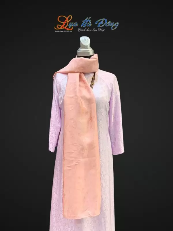 Khăn lụa tơ tằm dài họa tiết phượng thọ hồng