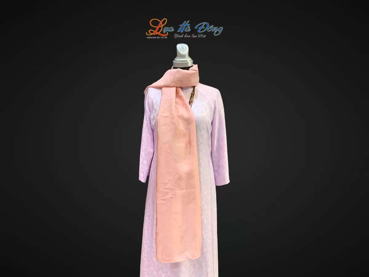 Khăn lụa tơ tằm dài họa tiết phượng thọ hồng