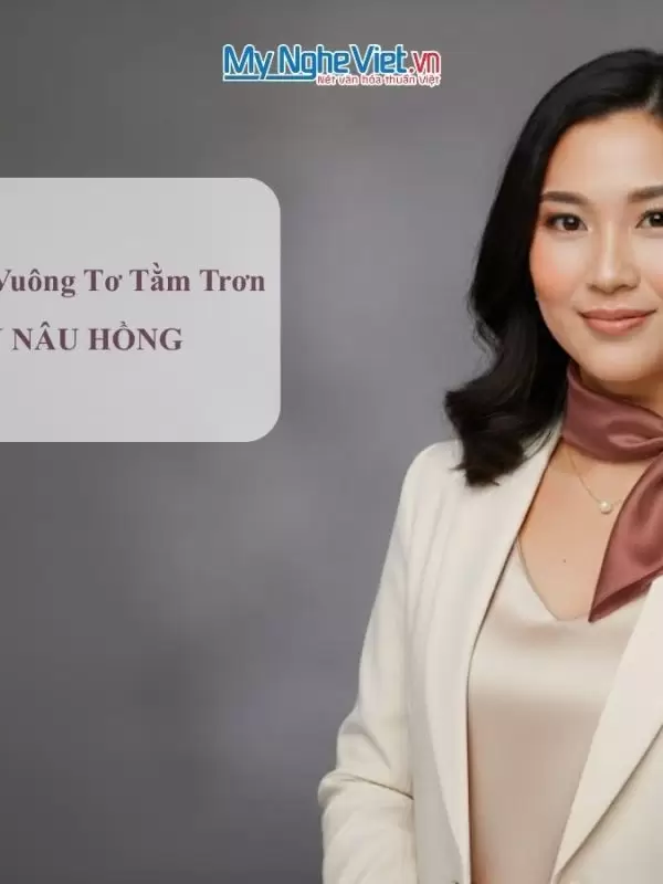 Khăn lụa vuông tơ tằm trơn màu nâu hồng