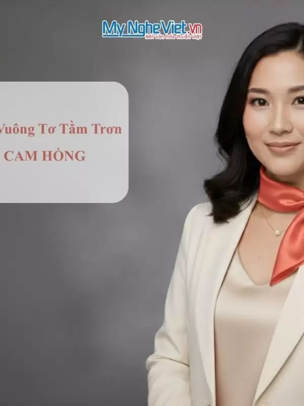 Khăn lụa vuông tơ tằm trơn màu cam hồng