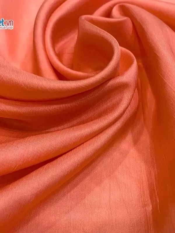 Khăn lụa vuông tơ tằm trơn màu cam hồng
