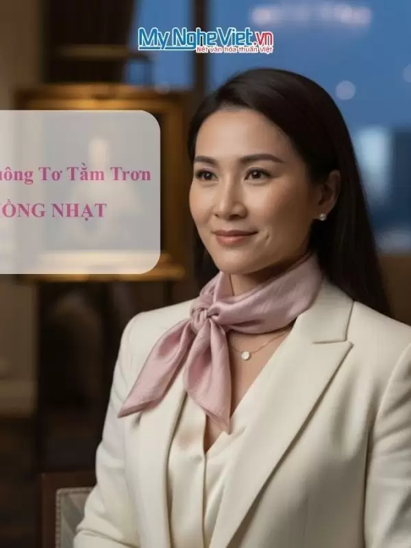 Khăn lụa vuông tơ tằm trơn màu hồng nhạt