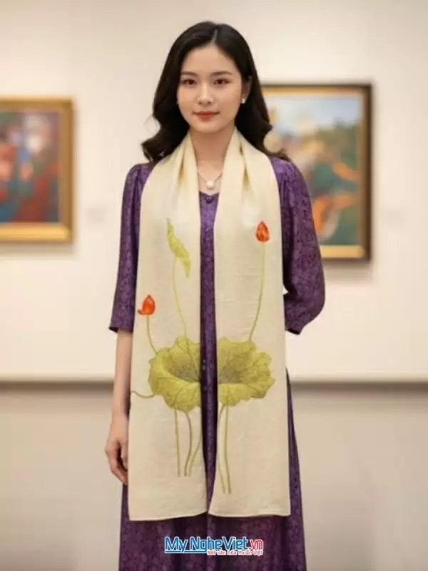 Khăn lụa thêu hoa
