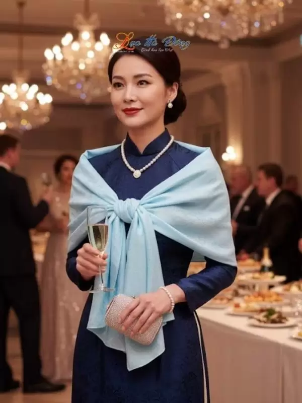 Khăn lụa vân cổ xanh mint Hà Đông 75x175cm KLNL75175/3