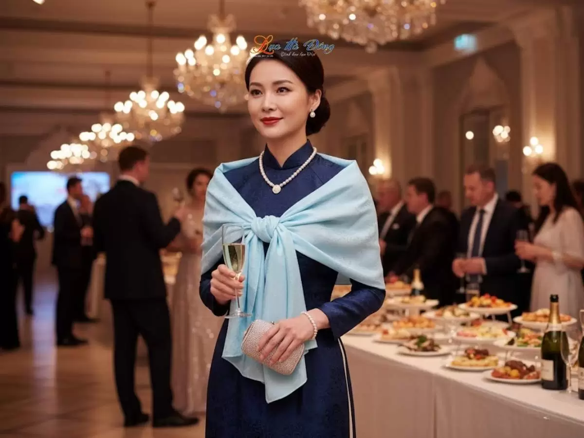 Khăn lụa vân cổ xanh mint Hà Đông 75x175cm KLNL75175/3