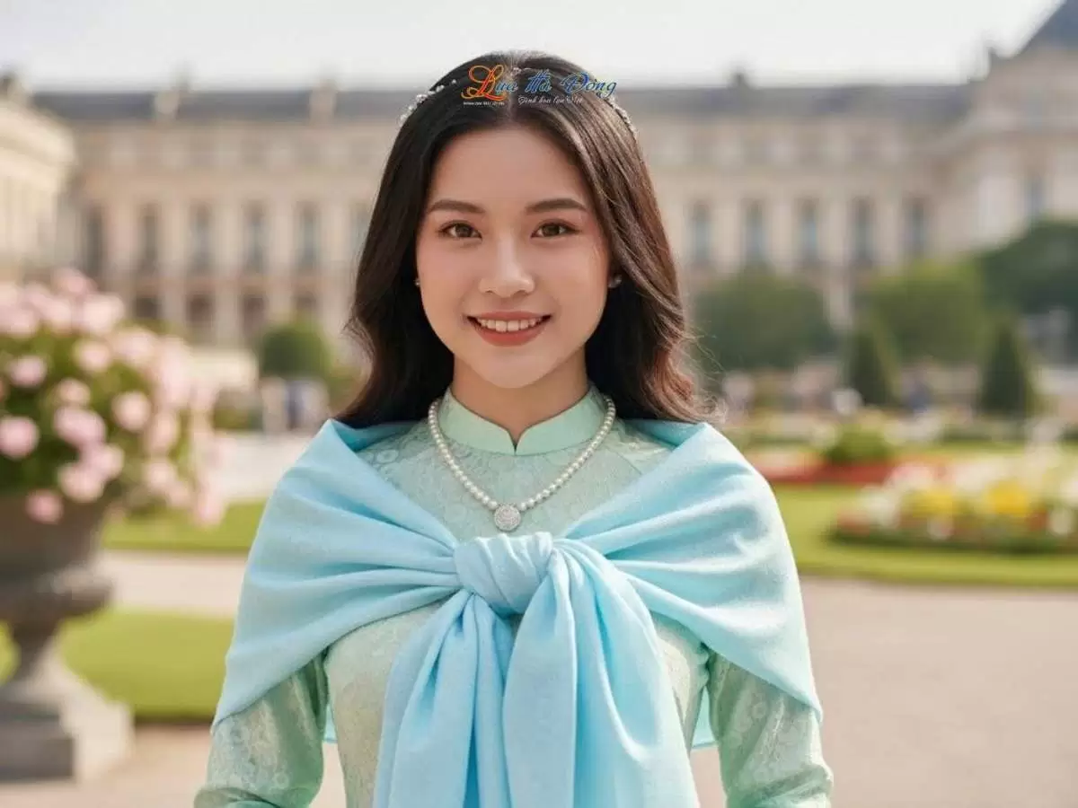 Khăn lụa vân cổ xanh mint Hà Đông 75x175cm KLNL75175/3 - Ảnh 5