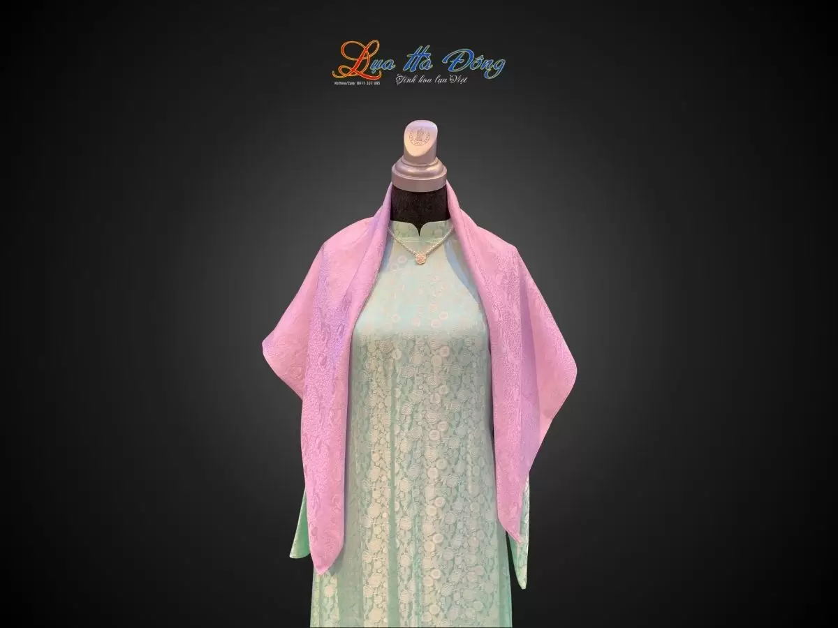 Khăn lụa thêu hoa sen hồng họa tiết sen phụng màu tím hoa cà kích thước 90x90cm KLTA9090/18.2 - Ảnh 3