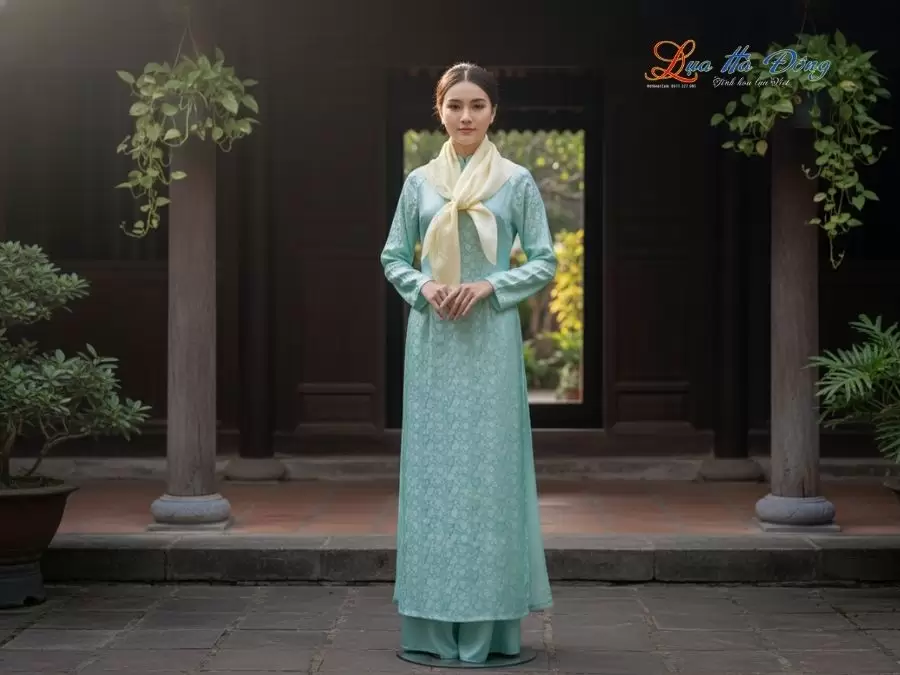 Khăn Lụa Vuông Tơ Tằm Thêu Hoa Sen Họa Tiết Hoa Cúc Màu Vàng Mỡ Gà