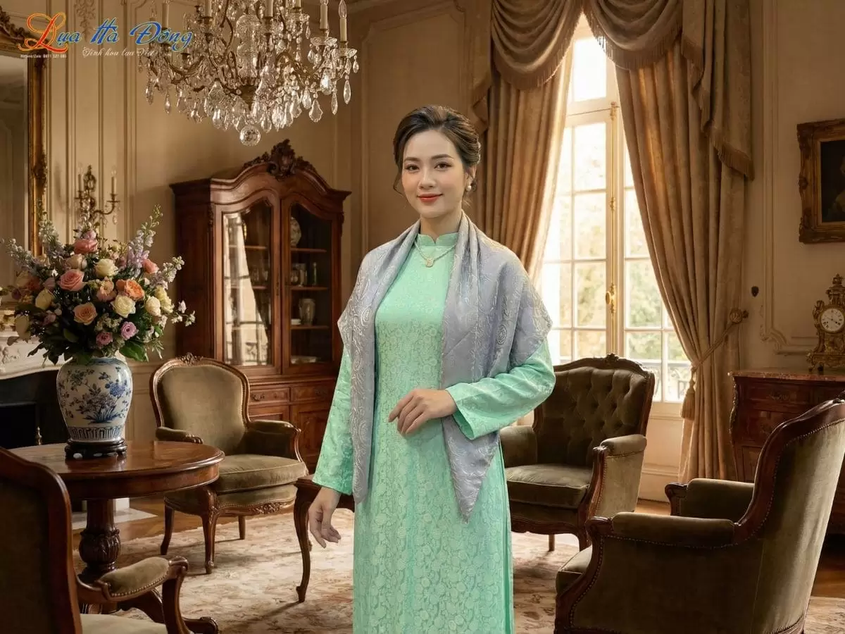 Khăn vuông lụa tơ tằm họa tiết trống đồng màu xám