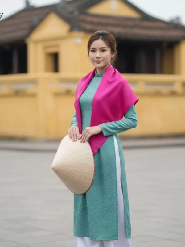 Alternative view of Khăn Vuông Lụa Tơ Tằm Thêu Sen Trơn Màu Tím KLTA9090/11