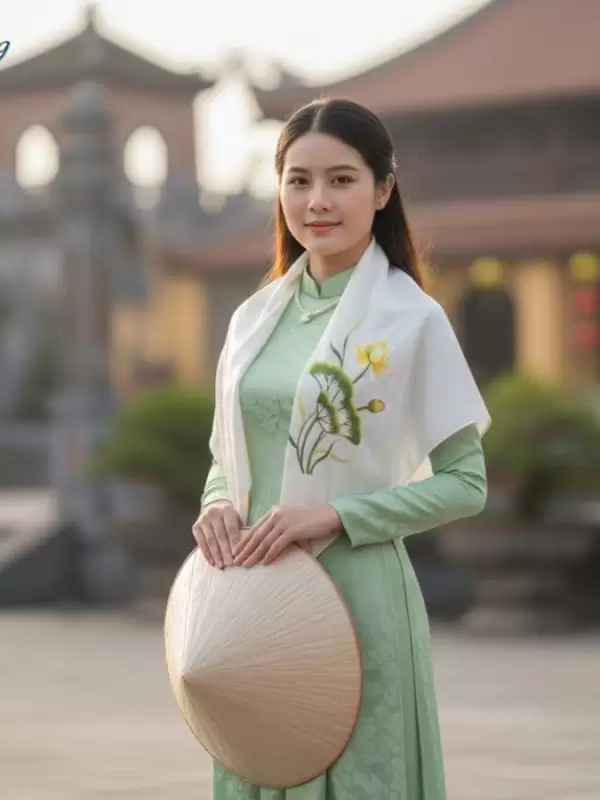 Khăn Lụa Vuông Tơ Tằm Thêu Sen Trơn Màu Trắng