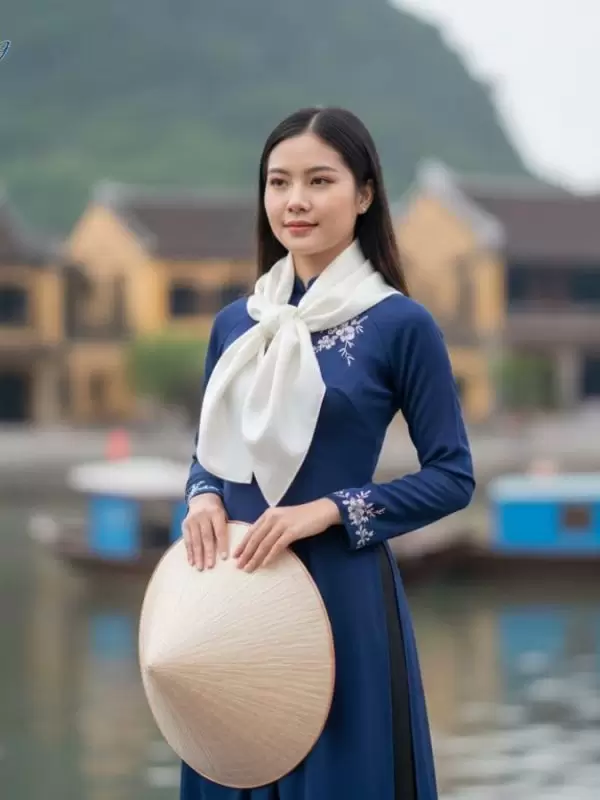 Khăn Vuông Lụa Tơ Tằm Thêu Sen Trơn Màu Vàng Mỡ Gà