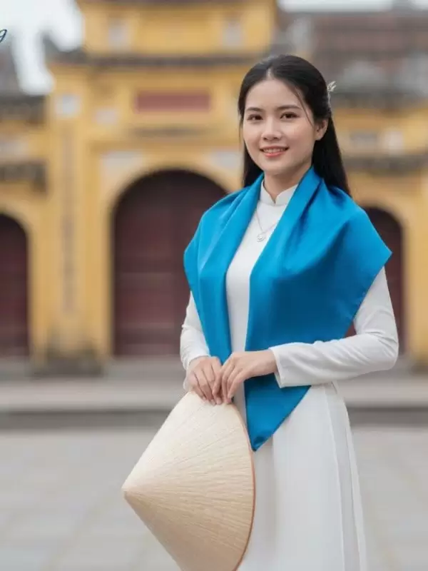 khăn vuông lụa tơ tằm thêu sen trơn màu xanh cổ vịt