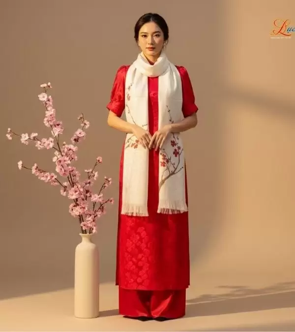 Khăn lụa dệt hoa vẽ tay 100% silk cao cấp