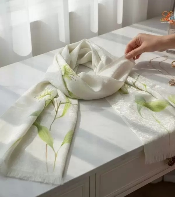 Khăn lụa dệt hoa vẽ tay 100% silk cao cấp
