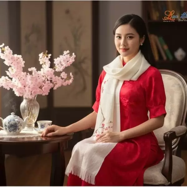 Khăn lụa dệt hoa vẽ tay 100% silk cao cấp