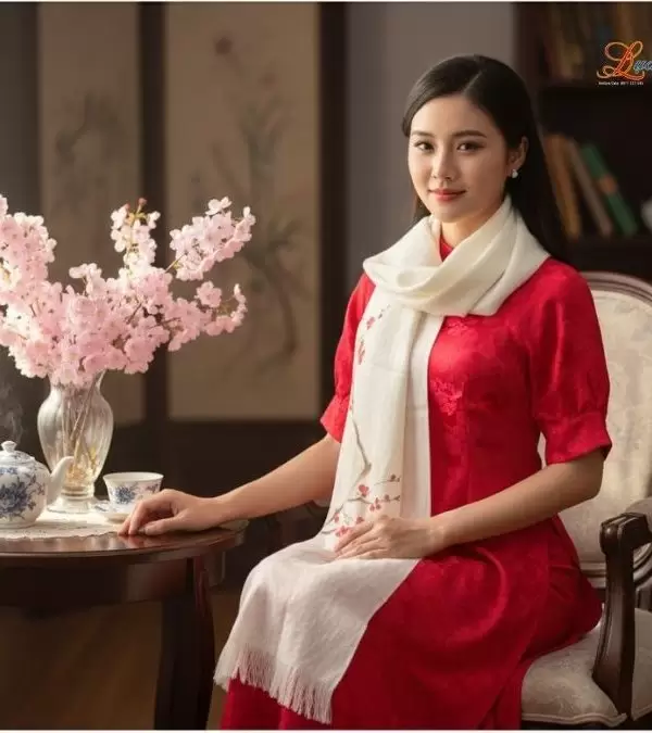 Khăn lụa dệt hoa vẽ tay 100% silk cao cấp