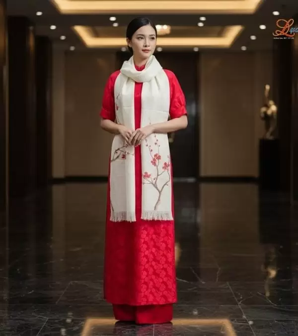 Khăn lụa dệt hoa vẽ tay 100% silk cao cấp