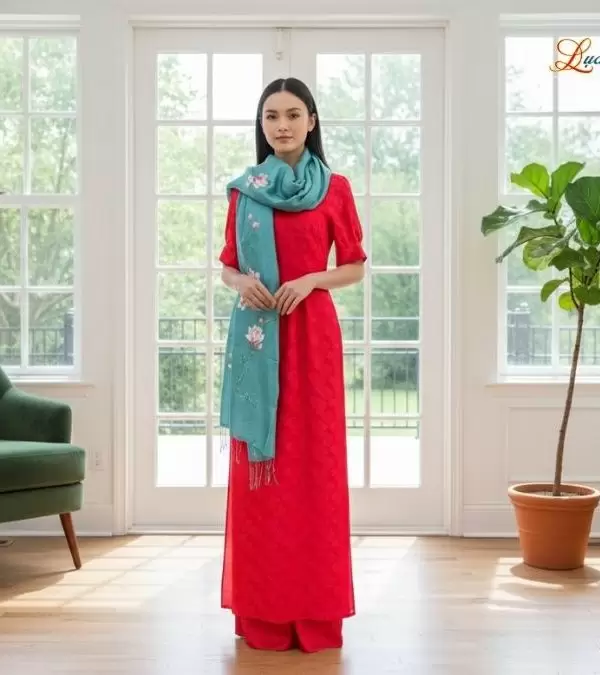Khăn lụa tơ tằm 100% silk họa tiết hoa mộc lan vẽ tay