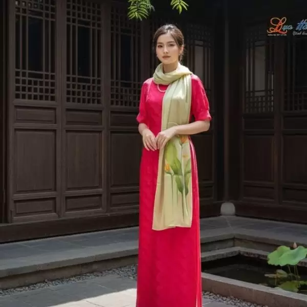 Khăn lụa tơ tằm 100% silk họa tiết hoa thiên điểu vẽ tay