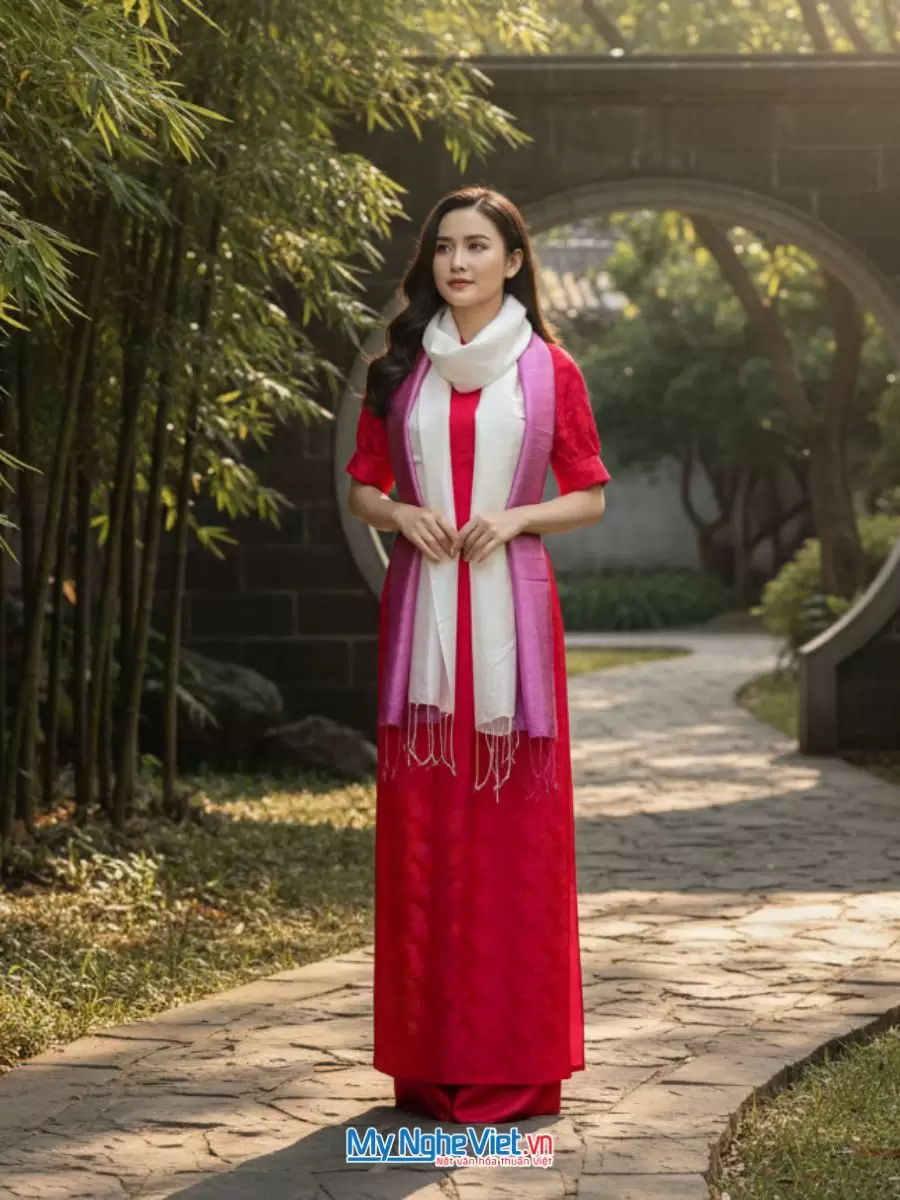 Khăn lụa tơ tằm loang màu hồng 100% silk MNV-KLNC87180/12 - Ảnh 4