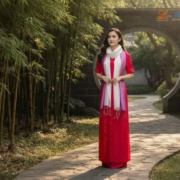Khăn lụa tơ tằm loang màu hồng 100% silk