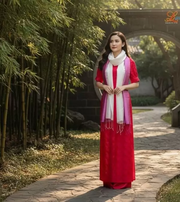 Khăn lụa tơ tằm loang màu hồng 100% silk