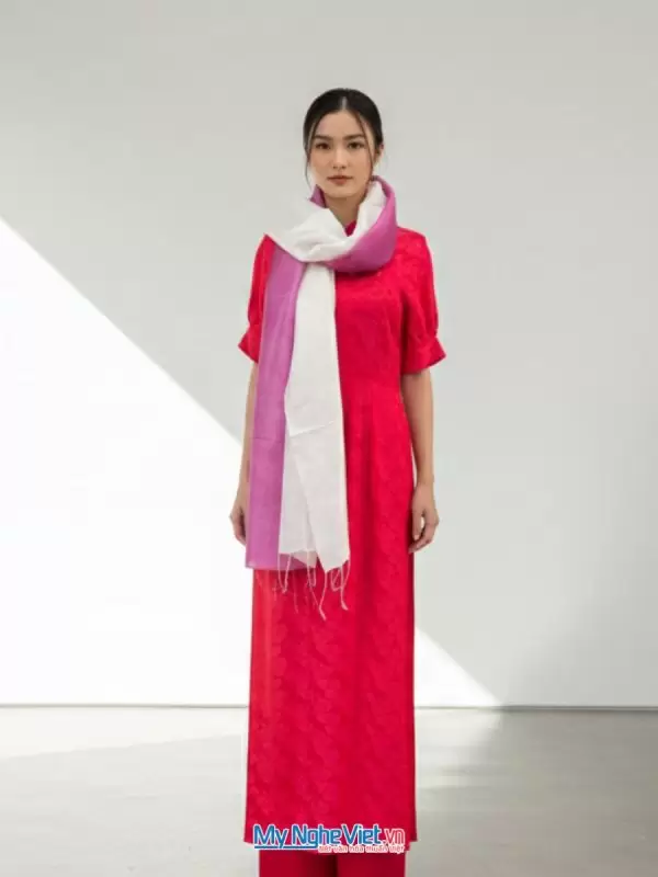 Khăn lụa tơ tằm loang màu hồng 100% silk MNV-KLNC87180/12