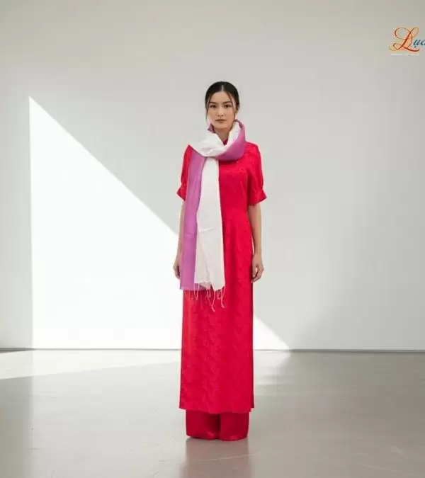Khăn lụa tơ tằm loang màu hồng 100% silk