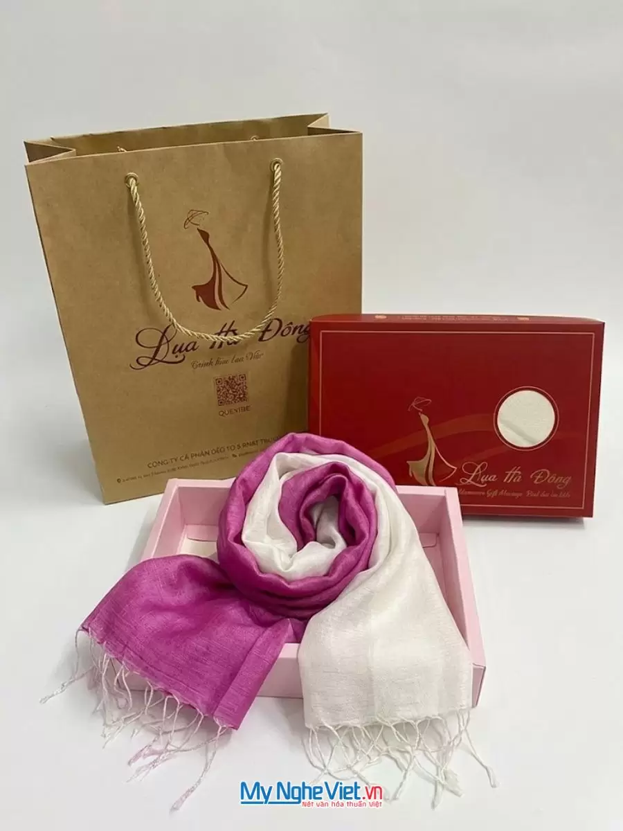 Khăn lụa tơ tằm loang màu hồng 100% silk MNV-KLNC87180/12 - Ảnh 6