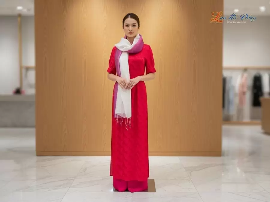 Khăn lụa tơ tằm loang màu hồng 100% silk