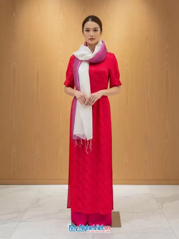 Alternative view of Khăn lụa tơ tằm loang màu hồng 100% silk MNV-KLNC87180/12