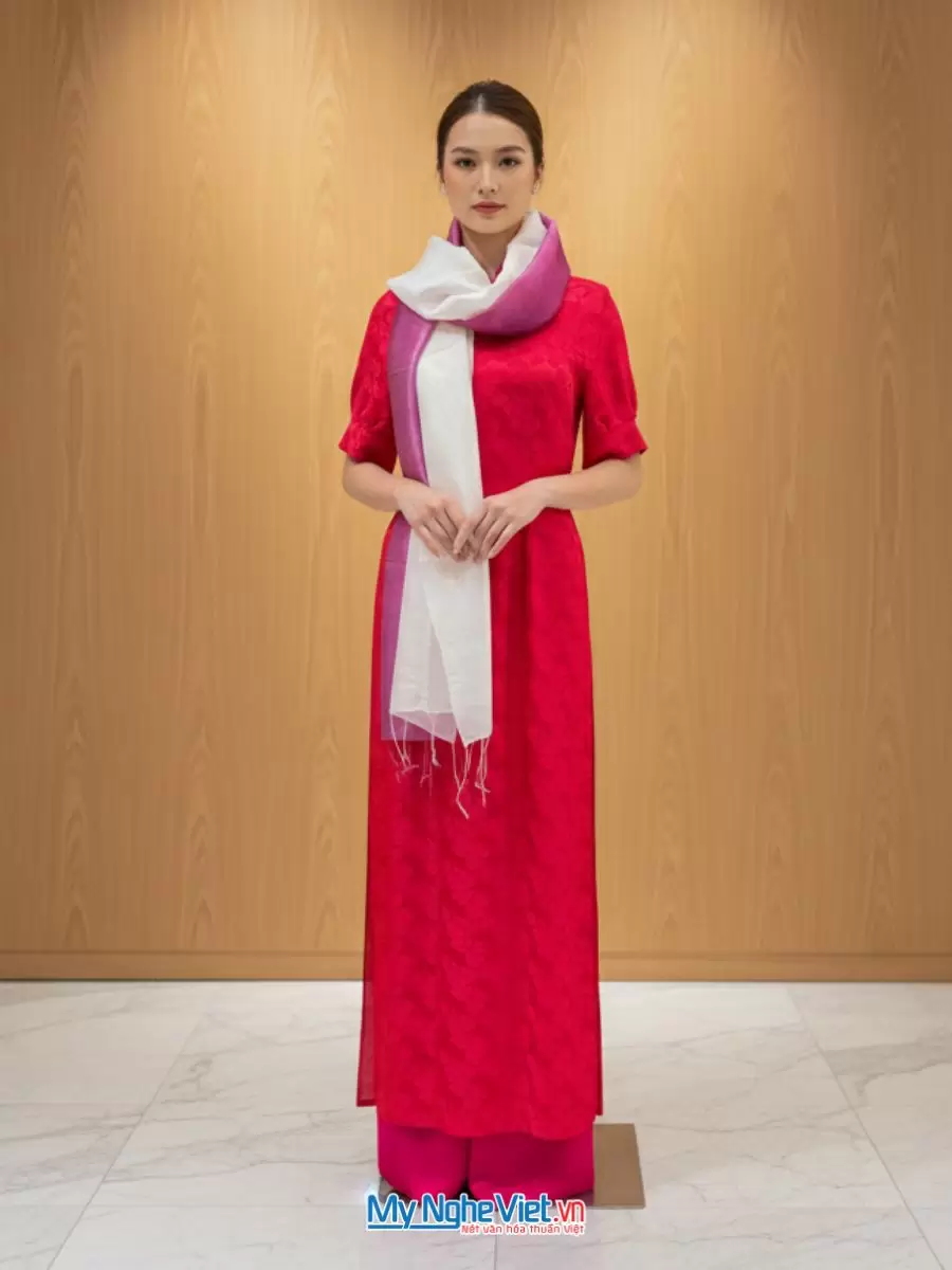 Khăn lụa tơ tằm loang màu hồng 100% silk MNV-KLNC87180/12 - Ảnh 2