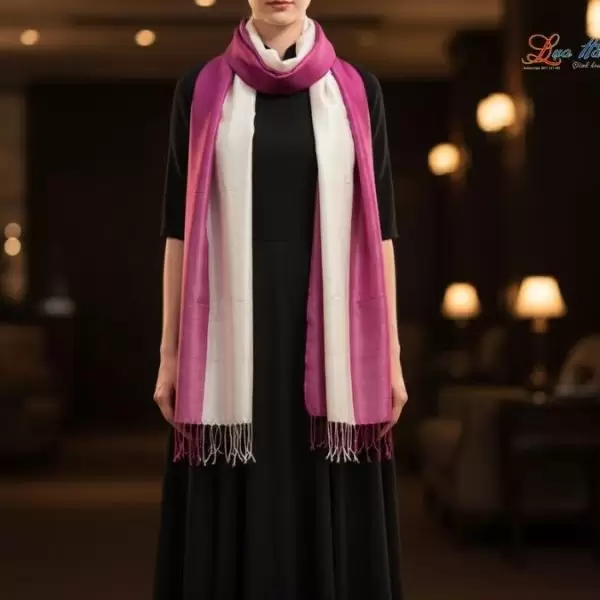 Khăn lụa tơ tằm loang màu hồng 100% silk