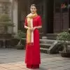 Khăn lụa tơ tằm loang màu vàng đồng 100% silk