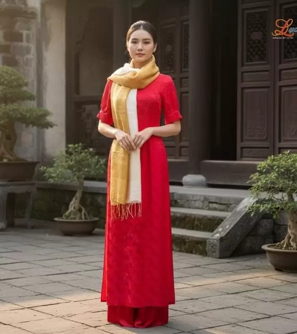 Khăn lụa tơ tằm loang màu vàng đồng 100% silk