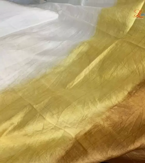 Khăn lụa tơ tằm loang màu vàng đồng 100% silk