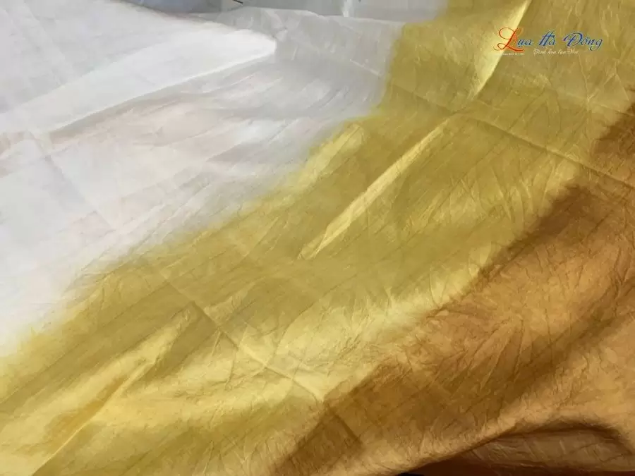 Khăn lụa tơ tằm loang màu vàng đồng 100% silk