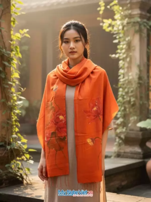 Khăn lụa tơ tằm vẽ tay thủ công 100% silk