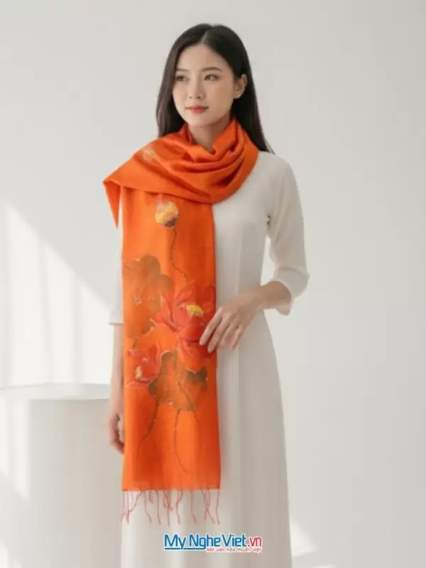 Khăn lụa tơ tằm vẽ tay thủ công 100% silk