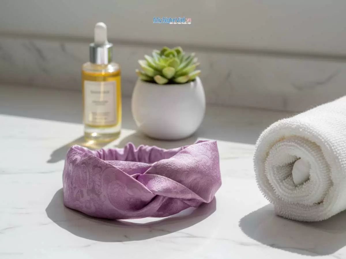 Băng đô cài tóc lụa Hà Đông họa tiết đuôi công