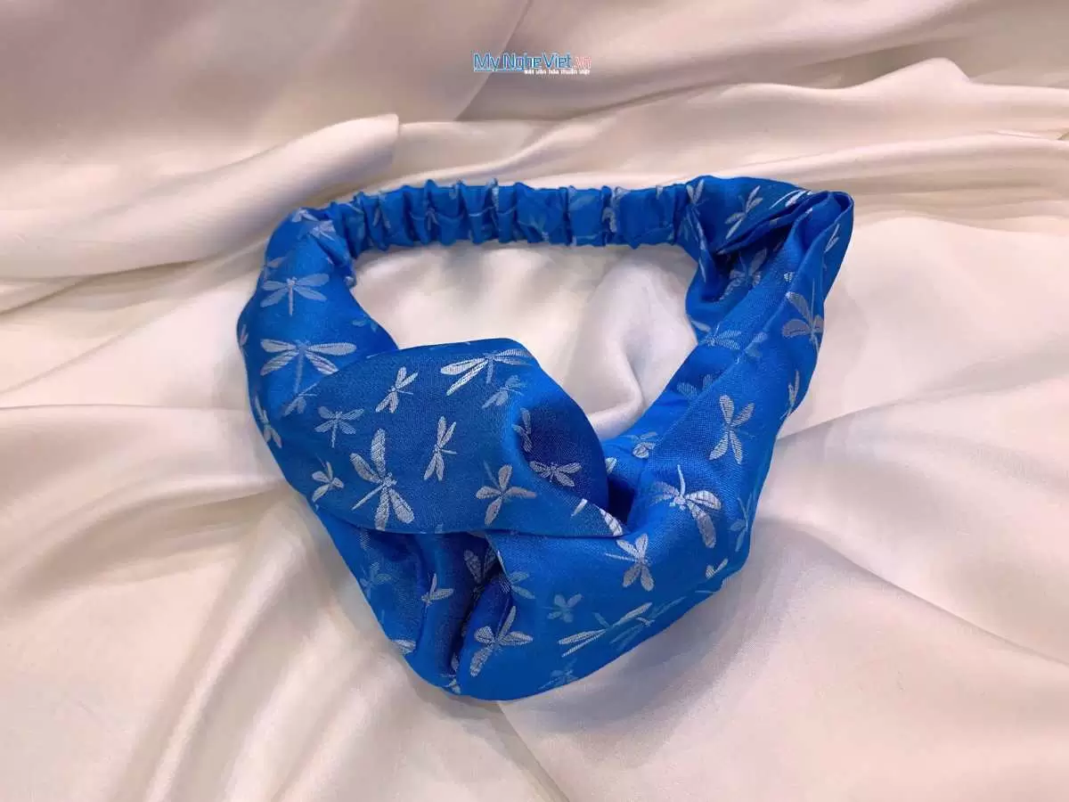 Băng đô cài tóc lụa Hà Đông họa tiết chuồn chuồn - Ảnh 2