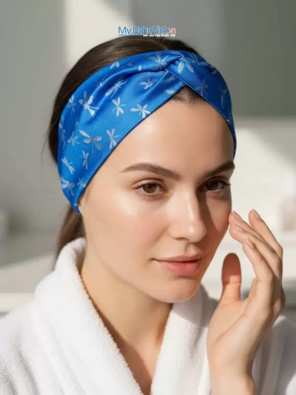 Băng đô cài tóc lụa Hà Đông họa tiết chuồn chuồn