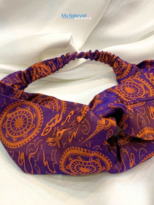 Alternative view of Băng đô cài tóc lụa Hà Đông họa tiết trống đồng